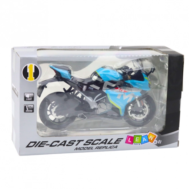 Motocicletta sportiva metallica blu 1:12