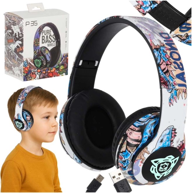 cuffie over-ear wireless bluetooth con illuminazione RGB e micro SD