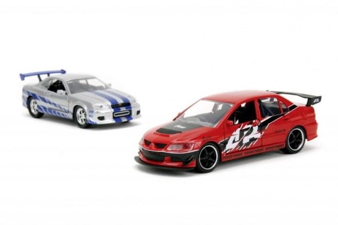 Macchinine da collezione Fast & Furious 2006 Mitsubishi Lancer Evo IX e 2002 Nissan Skyline GTR R34