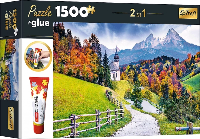 Puzzle 2 in 1 Chiesa Maria Gern, Baviera 1500 pezzi con colla