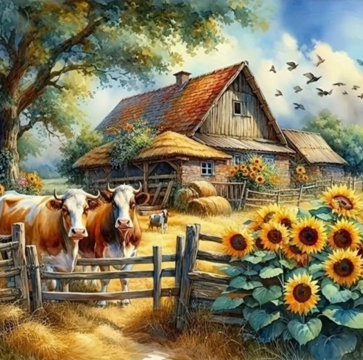 Pittura diamante Casa in fattoria 30x40 cm