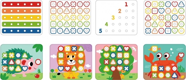 Tabellone multifunzionale Tooky Toy con bulloni colorati per l'apprendimento delle forme