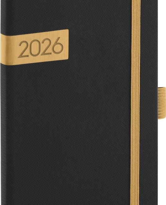 Agenda tascabile nero-oro Twill 2026