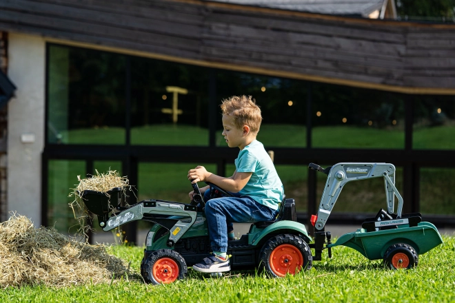 Trattore Pedalabile con Escavatore e Rimorchio per Bambini 2-5 Anni