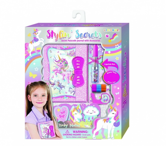 Diario con lucchetto e penna Pecoware - Unicorno