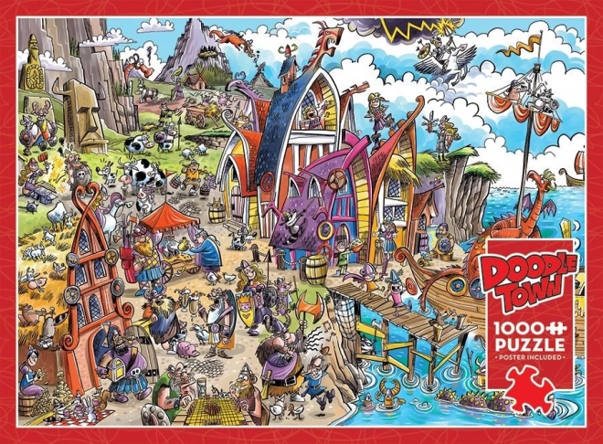 Puzzle Cobble Hill DoodleTown: Villaggio dei Vichinghi 1000 pezzi