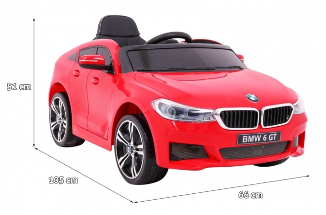 BMW 6 GT Auto a batteria rosso + telecomando + partenza lenta + EVA + cinture + LED MP3