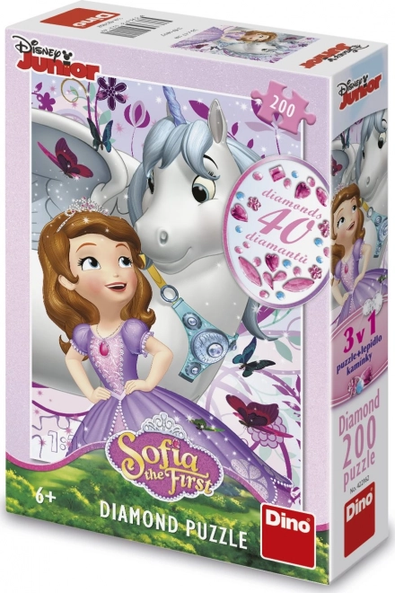 Puzzle con diamanti SOFIA LA PRINCIPESSA e unicorno 200 pezzi