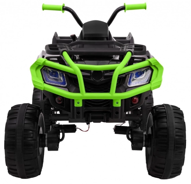 Quad XL ATV 2,4GHz a batteria per bambini nero/verde + telecomando + trazione 4x4 + portabagagli + avvio lento + EVA + LED audio
