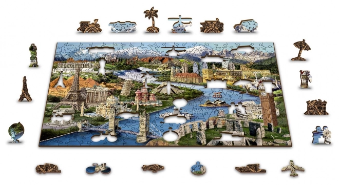 Puzzle in legno paesaggi del mondo 2 in 1 - 75 pezzi