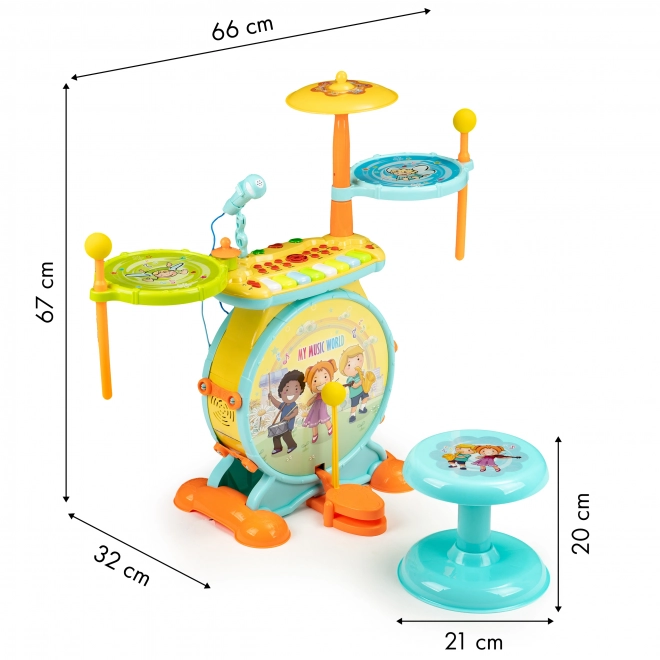 Batteria e Organo 2in1 Karaoke con Microfono e LED