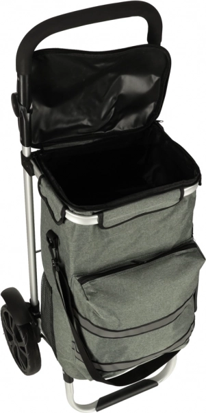 Carrello della spesa grigio su ruote