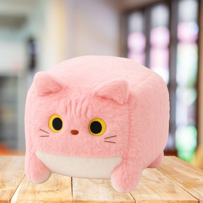 Coccola di peluche rosa a forma di cubo