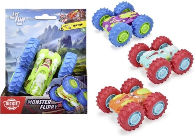 Auto monster flippy a inerzia, 10 cm, 4 colori/tipi
