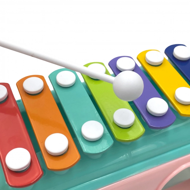 Woopie auto musicale rosa con elementi di smistamento e piatti