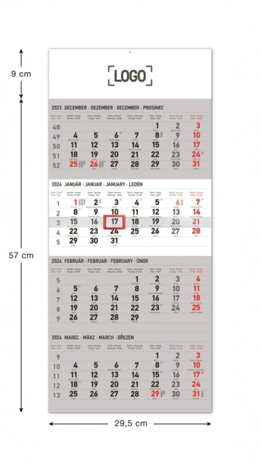 Calendario da parete 4 mesi standard 2024