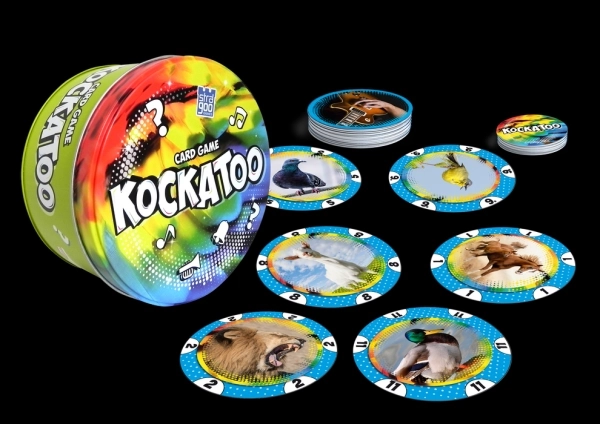 Kockatoo - gioco di carte in scatola di latta 12x12cm per 5+ anni