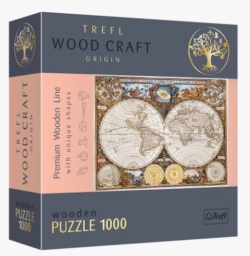 Puzzle in legno con mappa del mondo antica