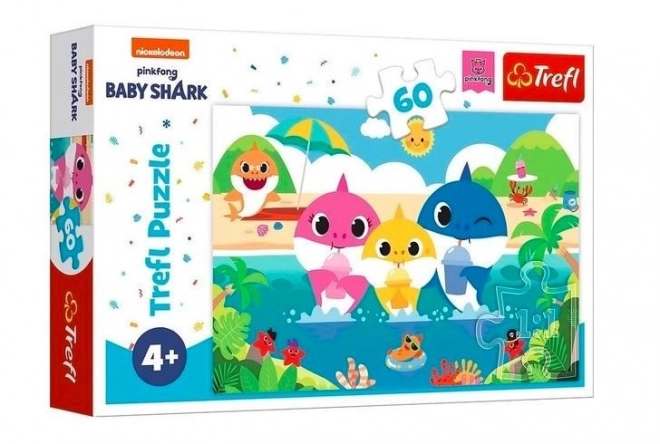 Puzzle Baby Shark con la famiglia in vacanza 60 pezzi