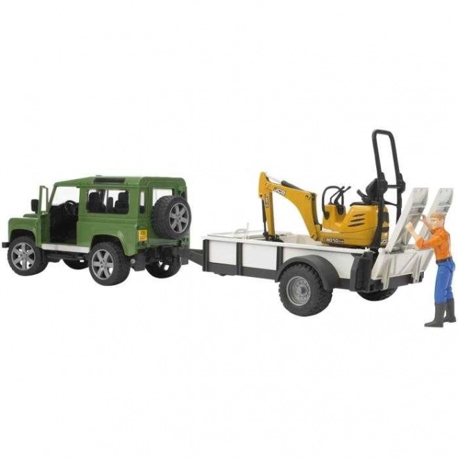 Land Rover con Rimorchio e Mini Escavatore JCB