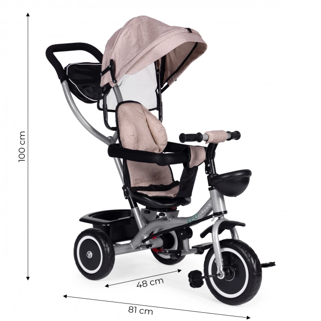 Triciclo Passeggino 2-in-1 Beige ECOTOYS