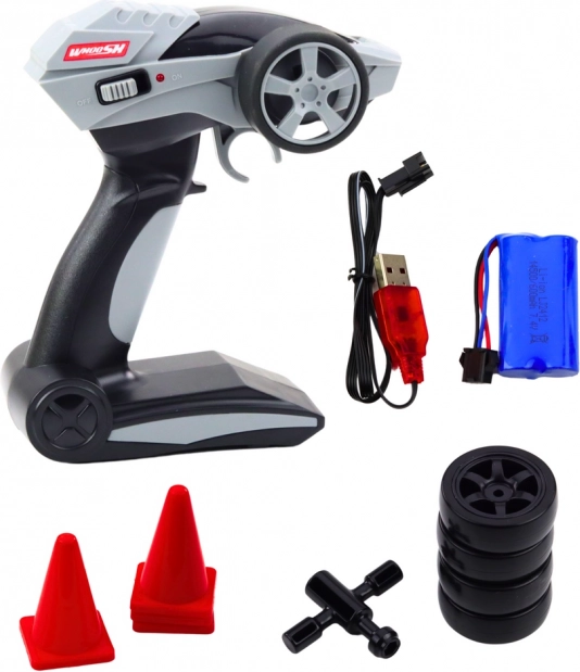 Auto da corsa telecomandato RC nero carbonio 30km/h 1:16