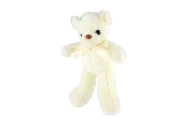 Orsetto di peluche bianco con fiocco 30 cm