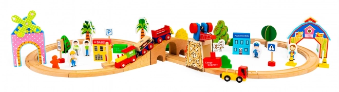 Binari in legno con treno a batteria Ecotoys