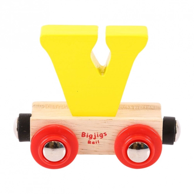 Vagone lettera V in legno Bigjigs Rail