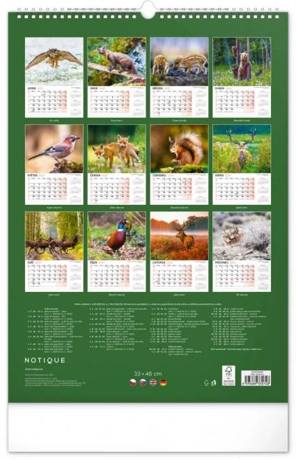 Calendario da parete 2025 cacciatore e natura ceca