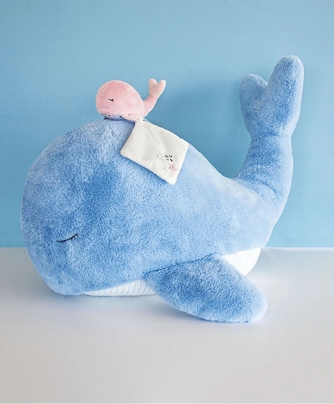 Grande balena di peluche blu 60 cm