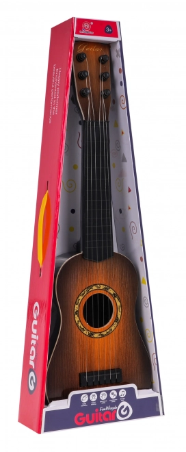 Chitarra classica per bambini 3+ marrone scuro in plastica con corde metalliche