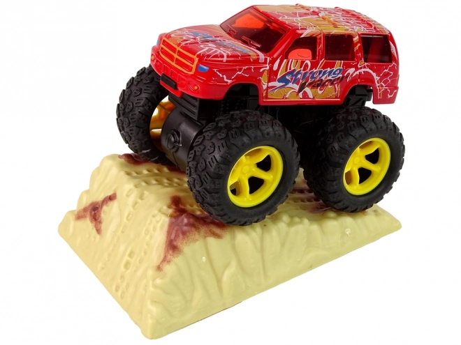 Macchina giocattolo Monster Truck con gomme in gomma e rampa