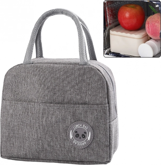 Borsa Termica Isolante per Pranzo Grigia 23,5 cm