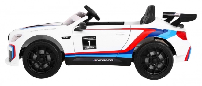 BMW M6 GT3 Auto a batteria per bambini Bianco + ventilazione + suoni MP3 Luci + telecomando