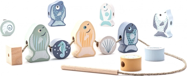 Cubika pastel pesci da infilare e animali marini – set in legno da infilare