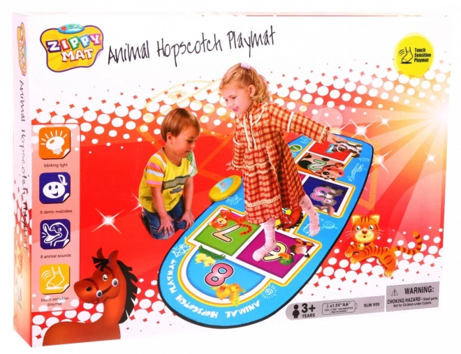 Tappeto Gioco Campana Interattivo per Bambini 3+ in Blu con Suoni di 8 Animali