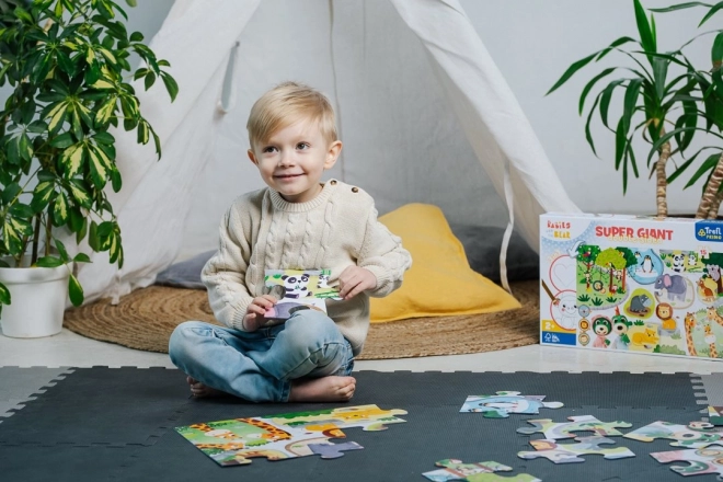 Puzzle doppio Treflíci e cuccioli allo zoo gigante 15 pezzi