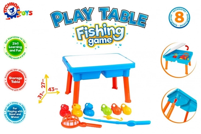 Tavolino Educativo 2 in 1 con Gioco di Pesca