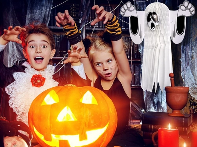 Decorazione di carta fantasma Halloween pieghevole 3D