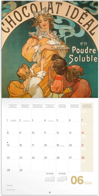 Calendario per appunti Alfons Mucha 2026