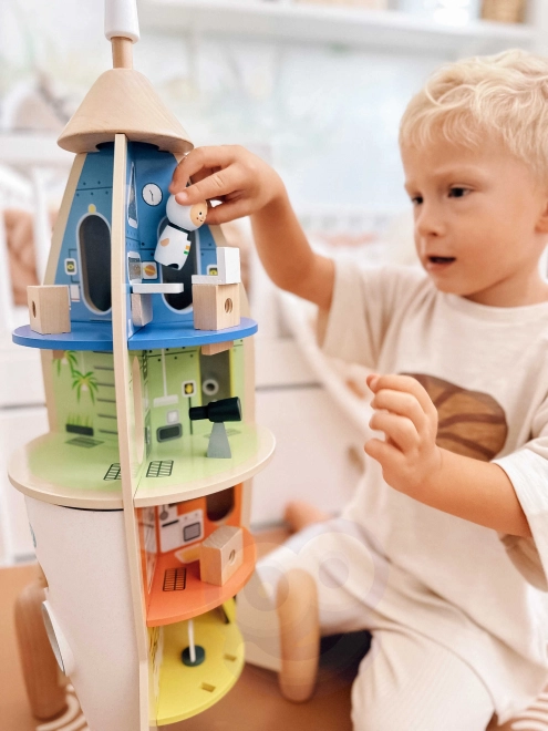 Razzo in Legno per Bambini con Figurine