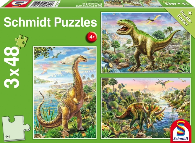 Puzzle Avventura dei Dinosauri 3x48 pezzi