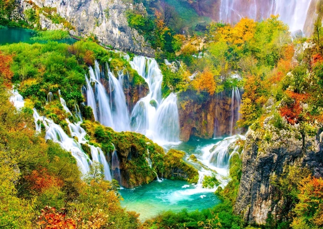 Puzzle Cascate di Plitvice in autunno 1000 pezzi