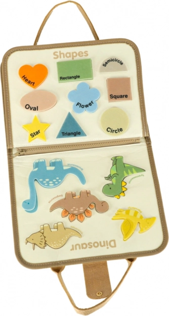 Valigia sensoriale Montessori con dinosauri