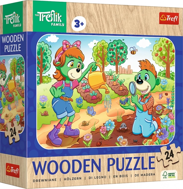 Puzzle in legno Trefl Składak: Incontra la famiglia Treflíków 24 pezzi