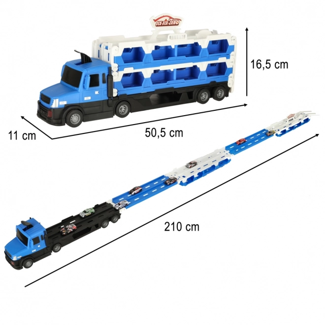 Trasportatore giocattolo gigante con pista e 10 auto