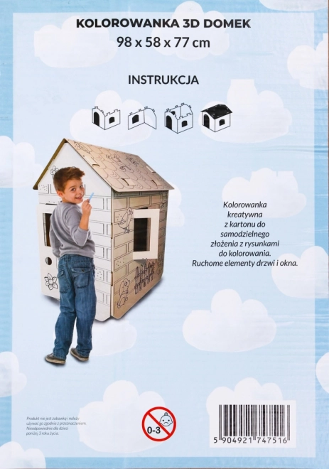 Dome casetta XXL 3D da colorare per bambini