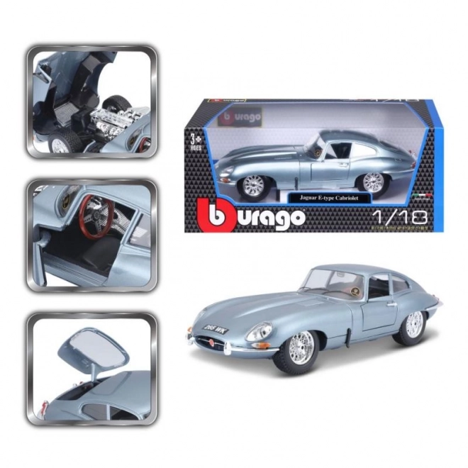 Modello Jaguar E Coupé in Metallo Argento Blu