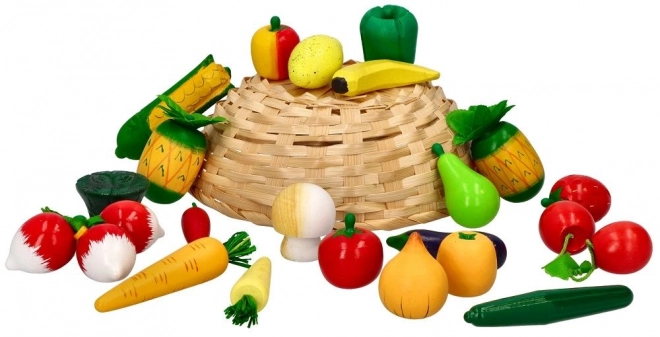 Cesto di Frutta e Verdura in Legno 21 Pezzi